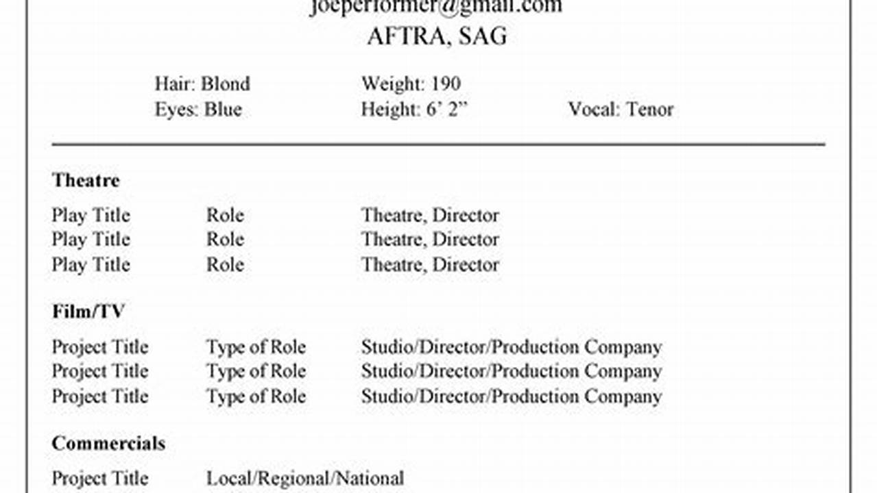 How to Craft an Impressive Acting Resume Example: A Guide for Success