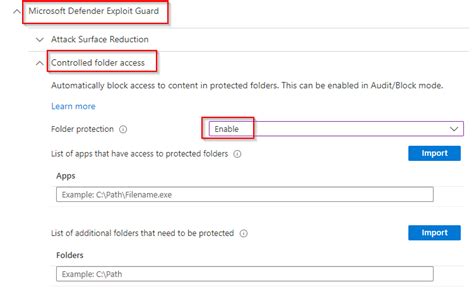 Activating Folder Protection in