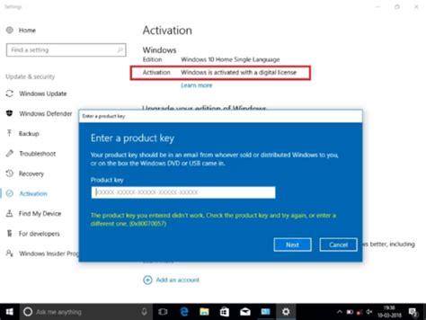 Activating Windows 10