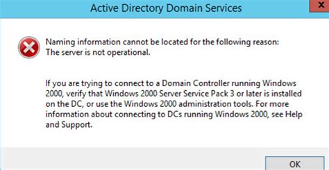 Active Directory Domain Services Naming Information Cannot Be Located