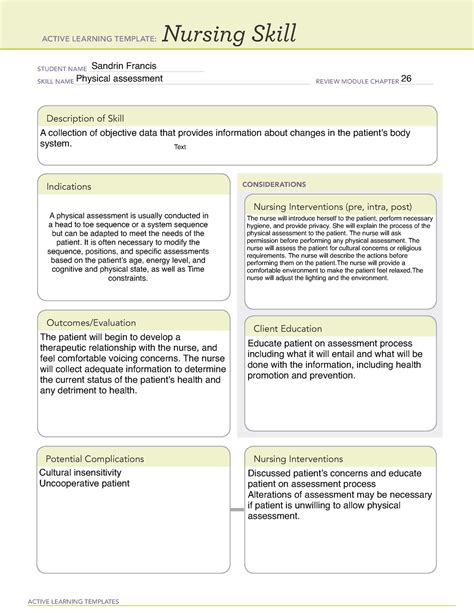 Active Learning Template Nursing Skill