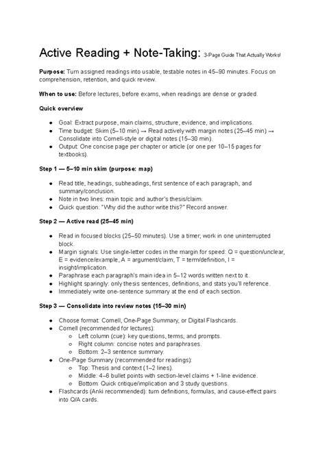 Active Reading and Note-Taking