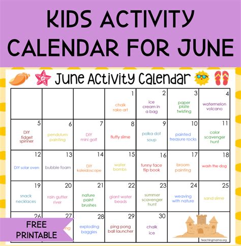 Activity Calendar For June