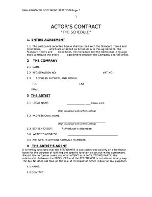 Actor Agreement Template