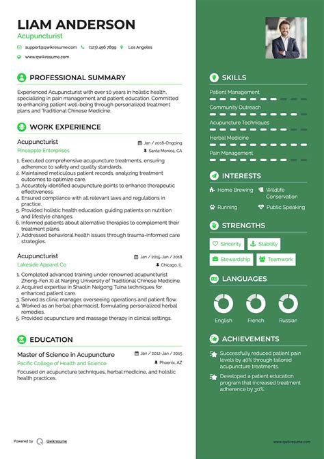 Acupuncture Resume Sample