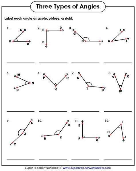 Acute Right And Obtuse Angles Worksheet