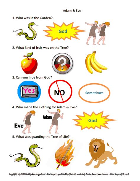 Adam And Eve Worksheets