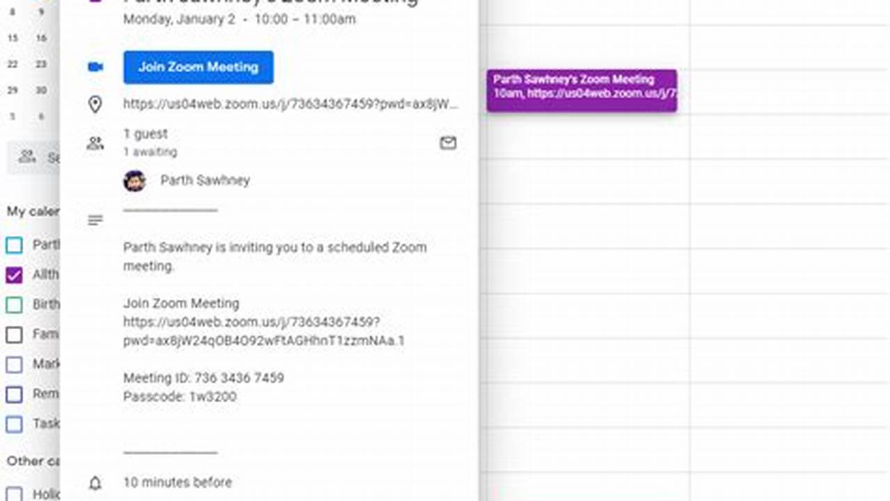 Add Zoom Room To Google Calendar