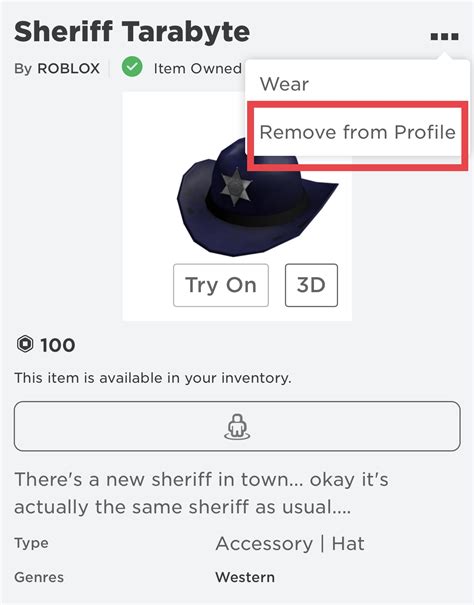 Add \'Remove from Profile\' for Limited Items on Roblox Mobile App 