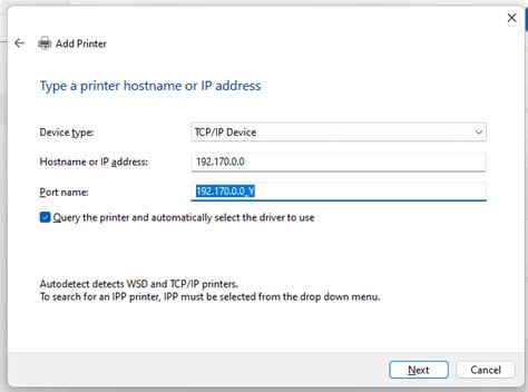 Add A Printer Using Tcp/Ip Address Or Hostname