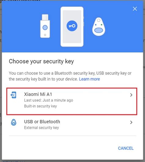 Add Android Device as Security Key to your Google Account