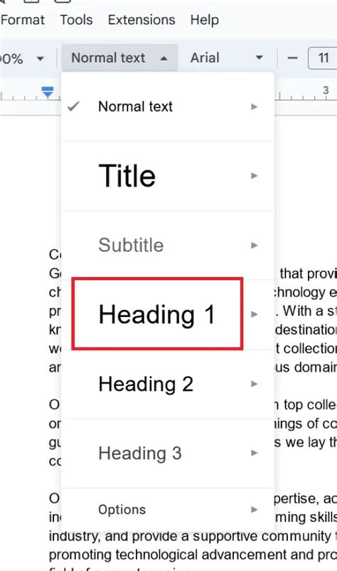 Add Headings in Google Docs