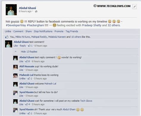 Add Reply button to your Facebook comments: