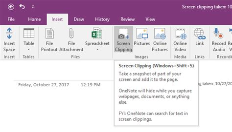 Add Screenshots to OneNote