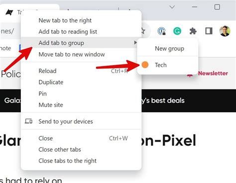Add Tabs to Tab Group in Chrome
