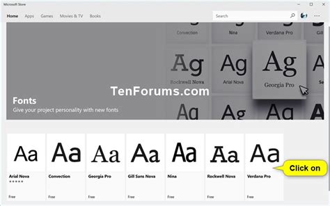 Add fonts from Microsoft Store