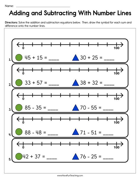 Adding And Subtracting On A Number Line Worksheet