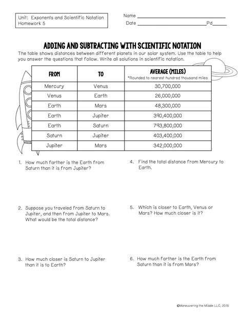 Adding Subtracting Scientific Notation Worksheet