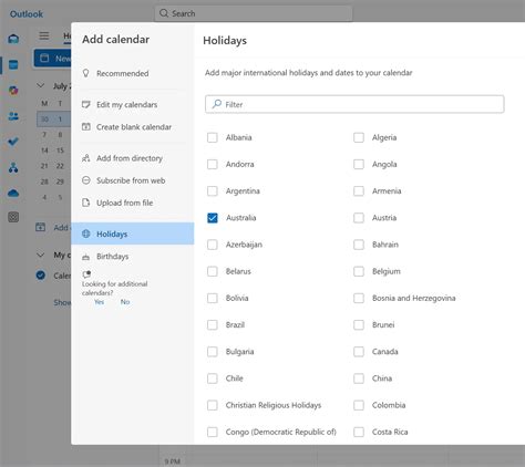 Adding Australian Holidays