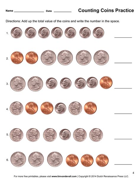 Adding Coins Worksheets