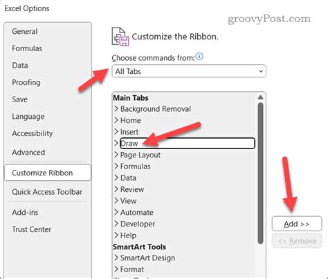 Adding Draw Tab to the Ribbon