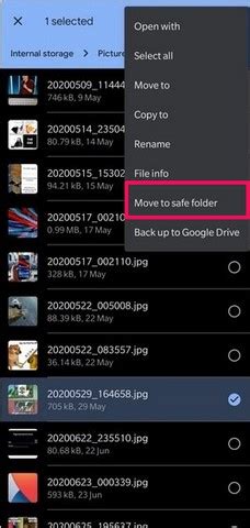 Adding Files to the Safe Folder