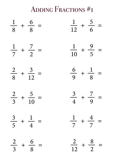 Adding Fractions With Denominators Of 10 And 100 Worksheets