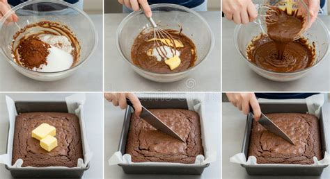 Adding melted ingredients to brownies