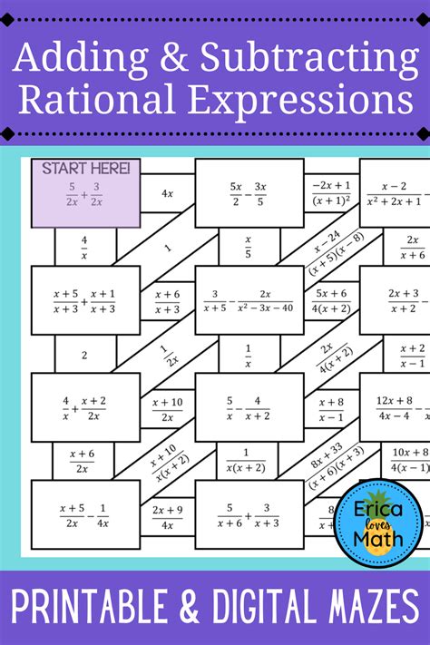Adding Rational Expressions Worksheet – Free Printable Practice Sheets Pdf