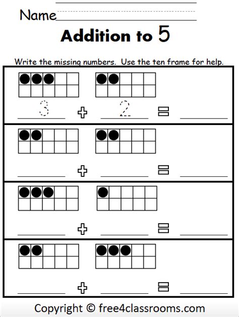 Adding To 5 Worksheet