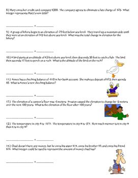 Adding and Subtracting Integer Word Problems | Integers word problems