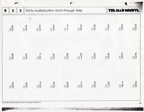 Mad Minute Division Printable Worksheets