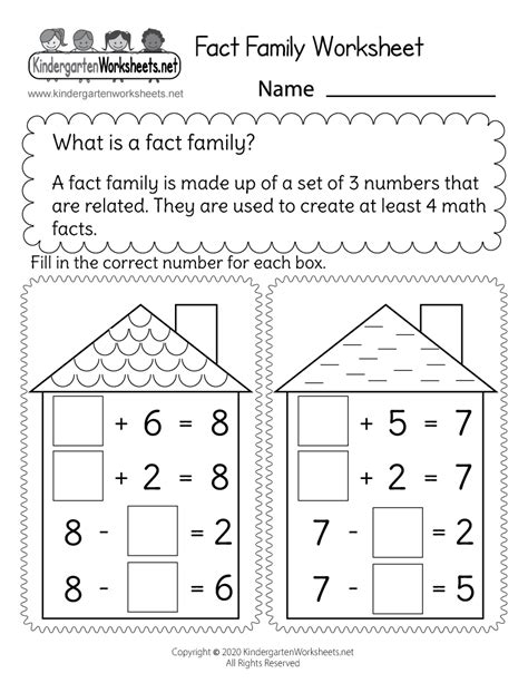 Addition And Subtraction Fact Family Worksheets
