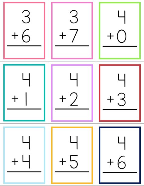 Addition Facts Flash Cards Printable
