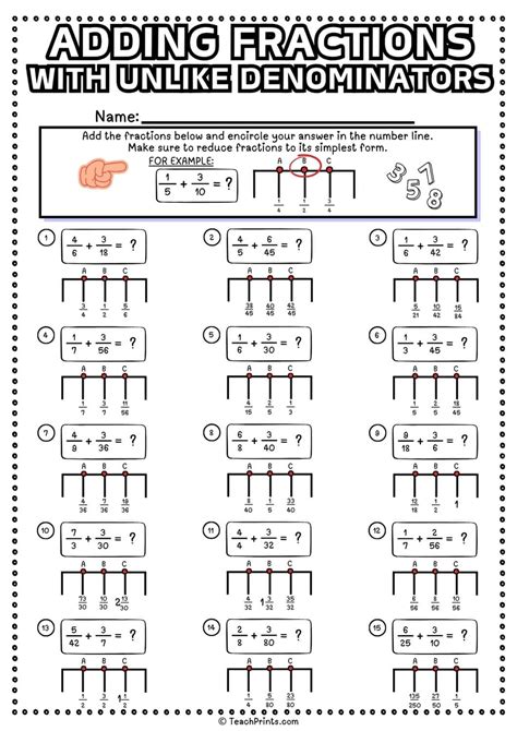 Addition Fractions Worksheets Unlike Denominators
