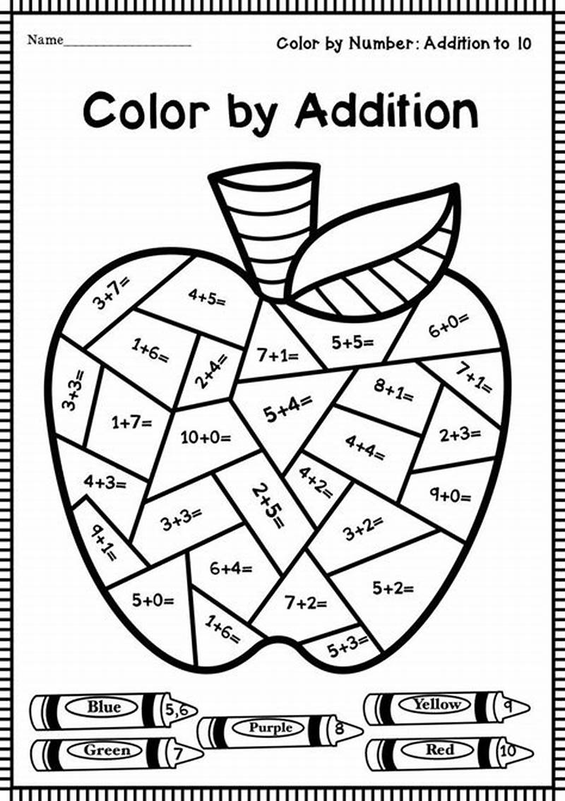 Addition Math Coloring Sheets