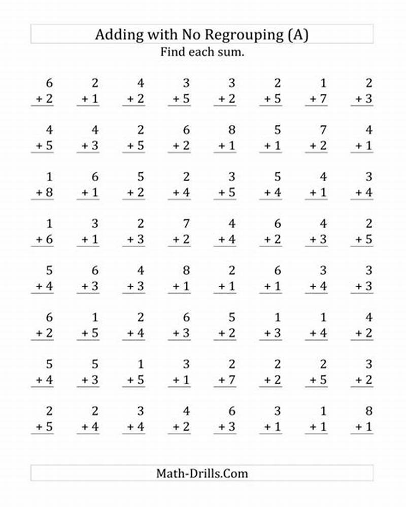 Addition Math Worksheets Printable
