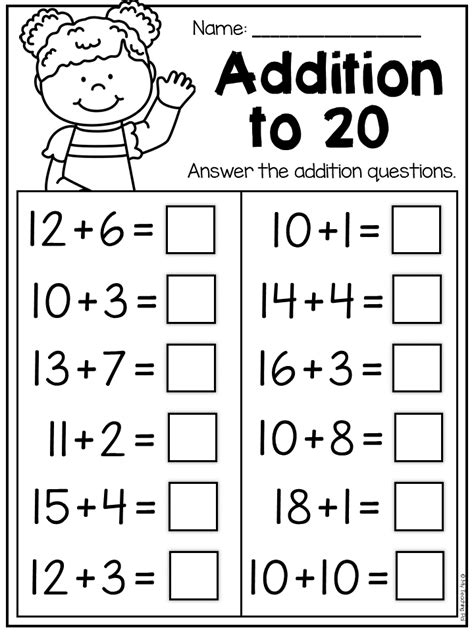 Addition To 20 Worksheets Free