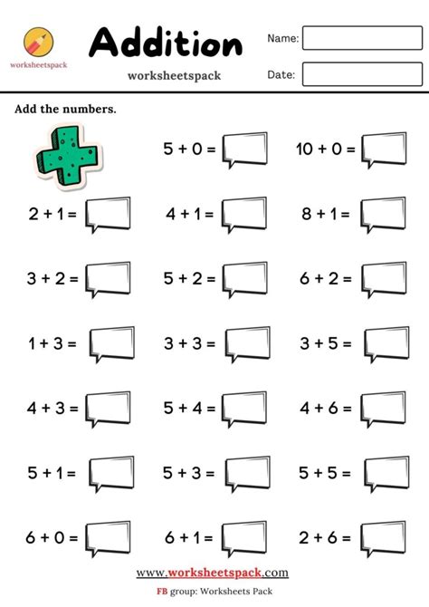 Addition Within 10 Worksheets