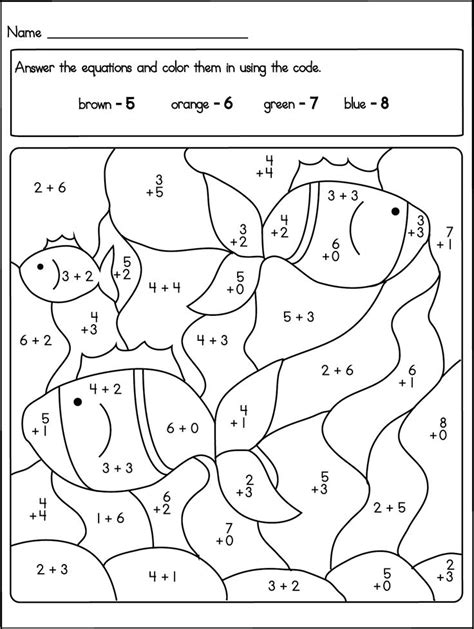 Addition Worksheets Color By Number