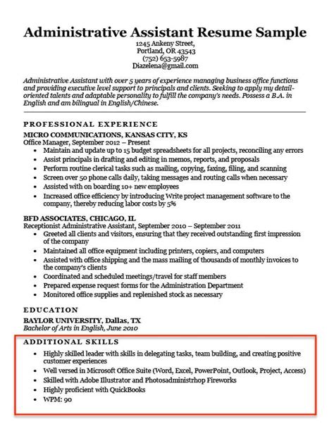 Additional Skills To Put On Resume Examples