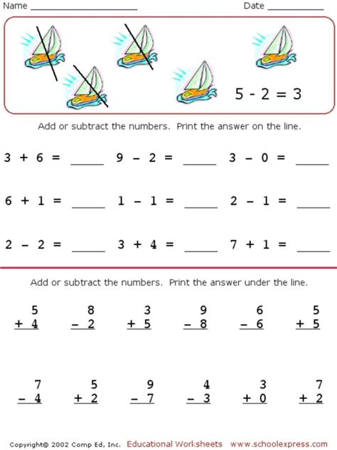 Additions And Subtractions Worksheets Mixed
