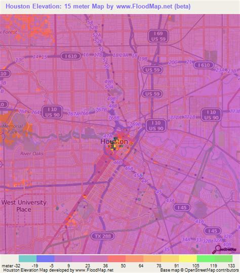 Elevation of Houston,US Elevation Map, Topography, Contour
