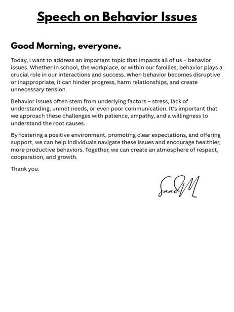 Addressing Specific Behavior Issues