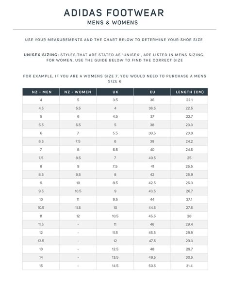 Adidas Childrens Sizing Chart