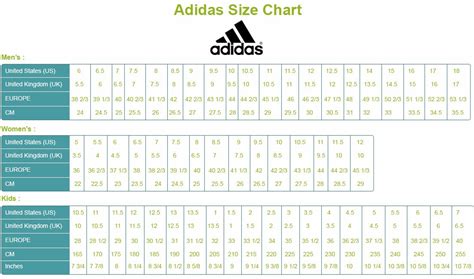 Adidas Girls Size Chart