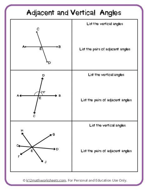 Adjacent And Vertical Angles Worksheet – Free Printable Practice Sheets ...