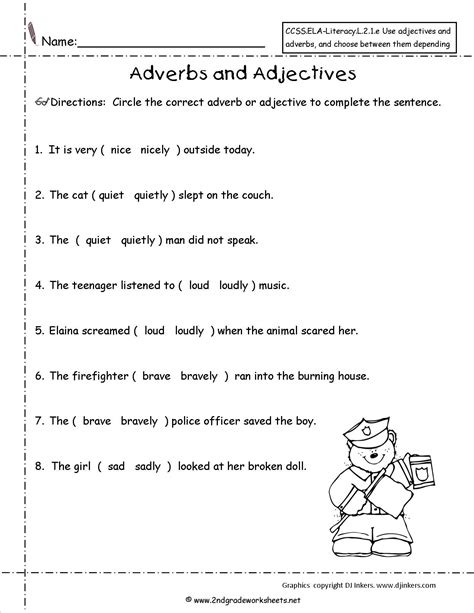Adjective And Adverb Worksheet