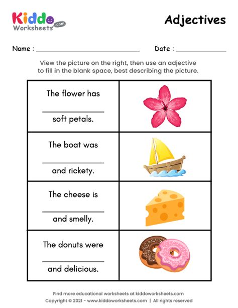 Adjective Worksheets For Kindergarten