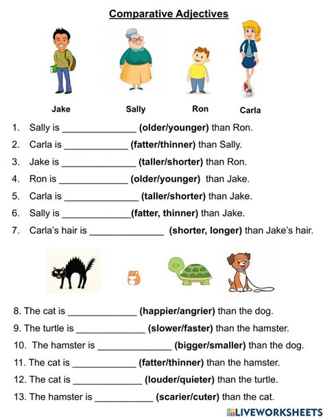 Adjective Comparative Worksheet